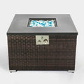 32" Outdoor Rattan Propane Gas Fire Table with Tile Tabletop by DailySale