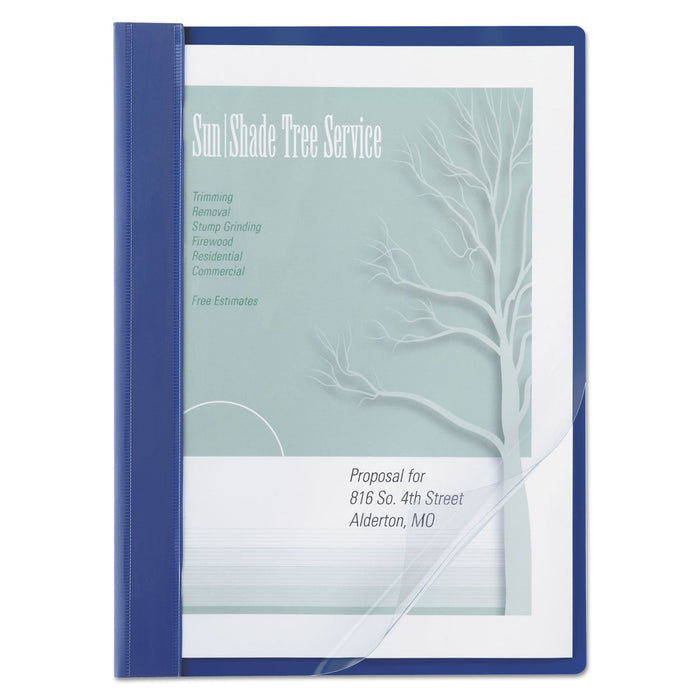 ACCO Clear Front Vinyl Report Cover, Prong Fastener, 0.5" Capacity,  8.5 x 11, Clear/Blue