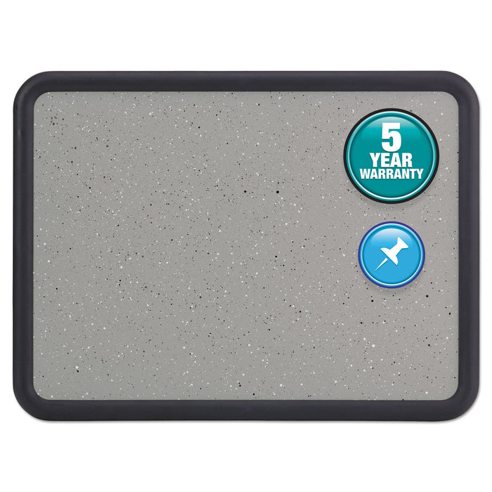 Quartet Contour Granite Gray Tack Board, 48 x 36, Black Frame