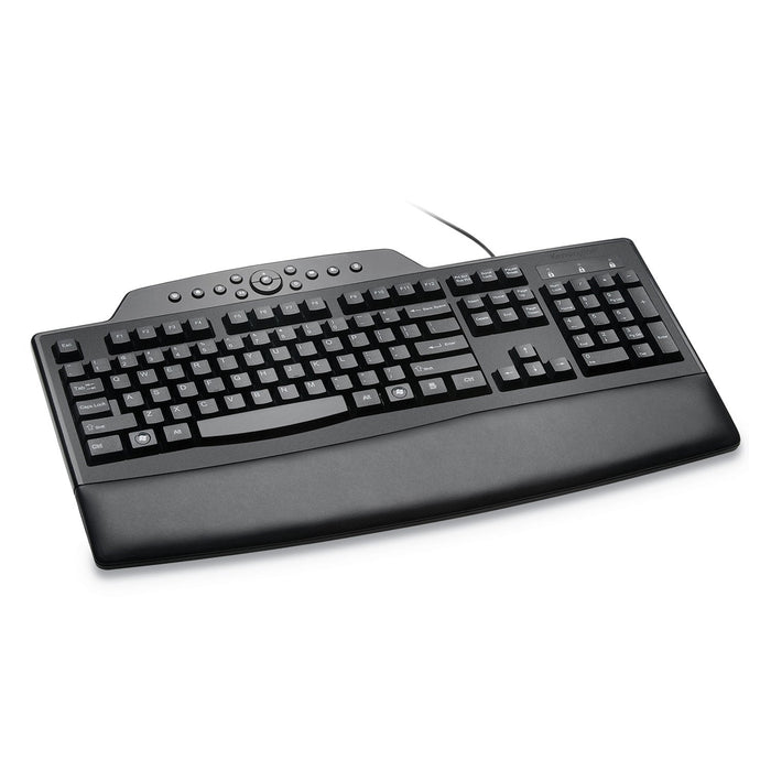 Kensington Pro Fit Comfort Keyboard, Internet/Media Keys, Wired, Black