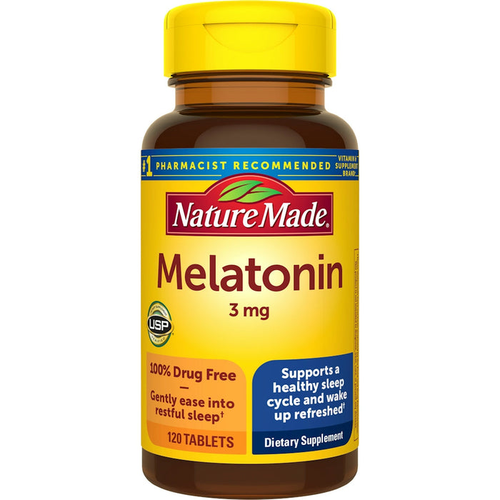 Nature Made Melatonin 3 Mg Tablets 100% Drug Free Sleep Aid For Adults by Pasteur Pharmacy