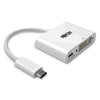 Tripp Lite USB 3.1 Gen 1 USB-C to DVI Adapter, USB-C PD Charging Port, 3", White
