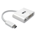 Tripp Lite USB 3.1 Gen 1 USB-C to DVI Adapter, USB-C PD Charging Port, 3", White