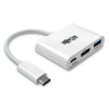 Tripp Lite USB 3.1 Gen 1 USB-C to HDMI 4K Adapter, USB-A/USB-C PD Charging Ports, 3", White