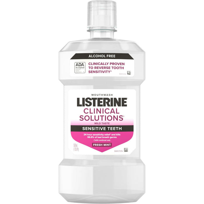 Listerine Clinical Solutions Sensitive Teeth Mouthwash, Mint, 500 mL by Pasteur Pharmacy