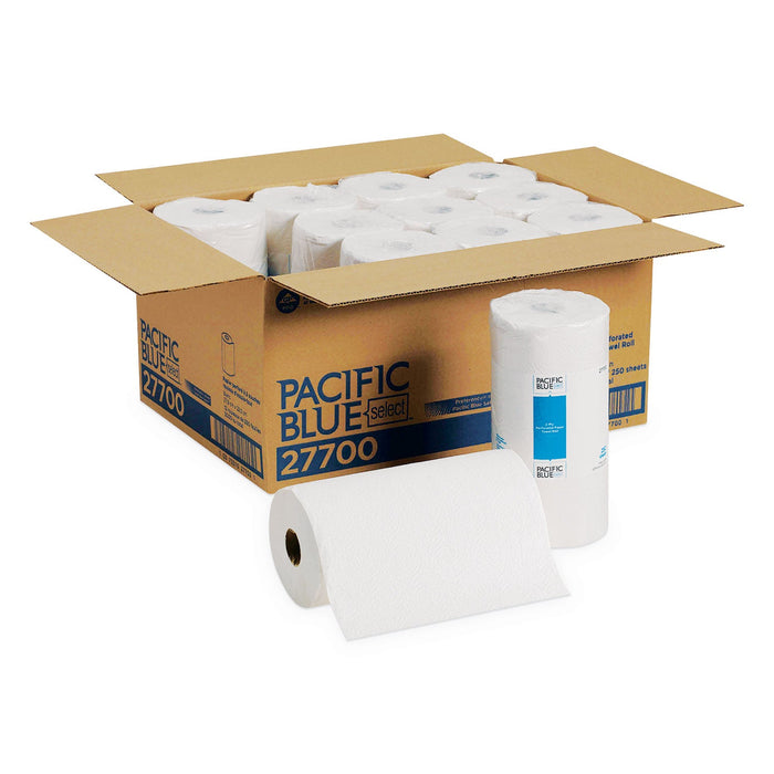 Georgia Pacific Pacific Blue Select Two-Ply Perforated Paper Kitchen Roll Towels, 2-Ply, 11 x 8.8, White, 250/Roll, 12 Rolls/Carton
