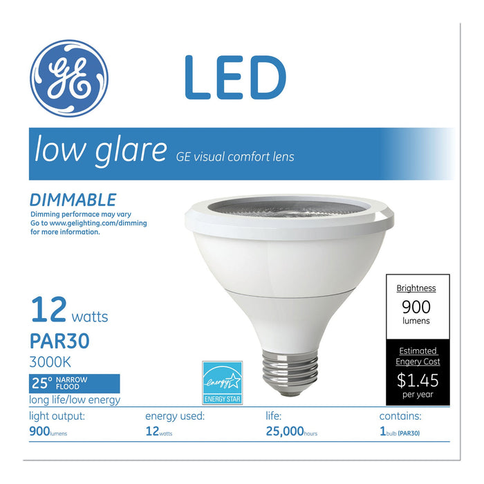 GE LED PAR30 Dimmable Warm White Flood Light Bulb, 2700K, 12 W