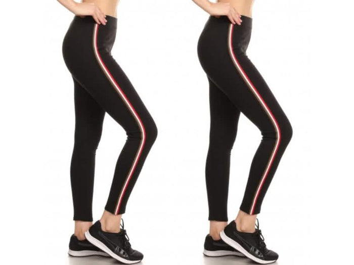 2-Pack: Women's Cotton Blend Side Stripe Leggings by DailySale
