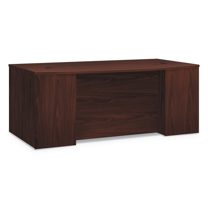 HON Foundation Breakfront Desk Shell Bow Front, 72" x 42" x 29", Mahogany