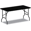 Alera Wood Folding Table, Rectangular, 71.88w x 29.88d x 29.13h, Black