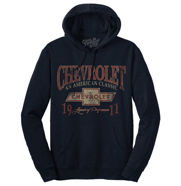 Chevy American Classic Pullover Hooded Sweatshirt - Navy by Tee Luv