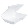 Dart Foam Hinged Lid Containers, 6.4 x 9.3 x 2.6, White, 200/Carton