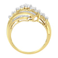 10K Yellow Gold Round and Baguette Diamond-Cut Ring (1/2 Cttw, I-J Color, I1-I2 Clarity) - Size 7 by Bids.com