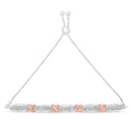 .925 Sterling Silver 1/4 Cttw Round-Cut Diamond X & Tapered Bar Miracle-Set Bolo Bracelet (I-J Color, I3 Clarity) - Two Tone Rose Gold & Silver by Bids.com
