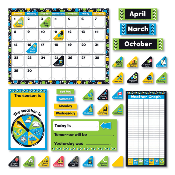 TREND Bold Strokes Calendar Bulletin Board Set, 18.25" x 31", Assorted Colors, 106 Pieces