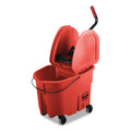 Rubbermaid WaveBrake 2.0 Bucket/Wringer Combos, Down-Press, 35 qt, Plastic, Red