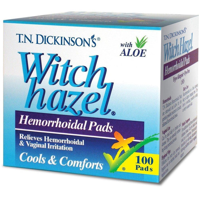 T.N. Dickinson’s Witch Hazel Hemorrhoidal Pads – Cooling & Soothing Relief, 100 Count by Pasteur Pharmacy