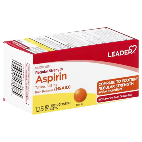 Leader Regular Strength Aspirin 325 Mg, Enteric Coated Tablets by Pasteur Pharmacy