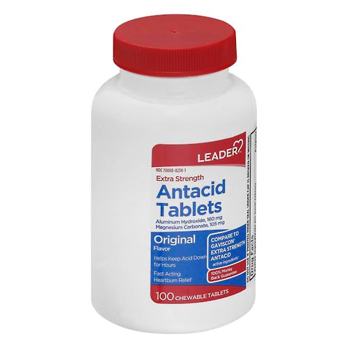 Leader Health Care Antacid Extra Strength Original Chewable Tablets by Pasteur Pharmacy