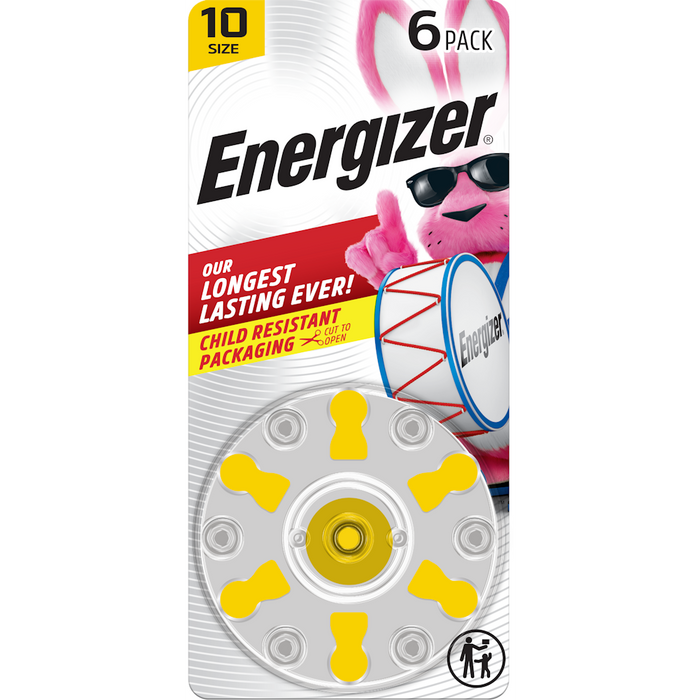Energizer Hearing Aid Batteries, Size 10, Yellow Tab, 6-Pk by Pasteur Pharmacy