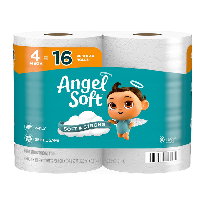 Angel Soft Bathroom Tissue, Unscented, Mega Rolls, 2 Ply by Pasteur Pharmacy
