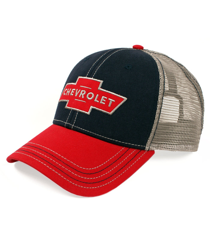 Chevy Red Logo Patch Hat - Blue and Red by Tee Luv