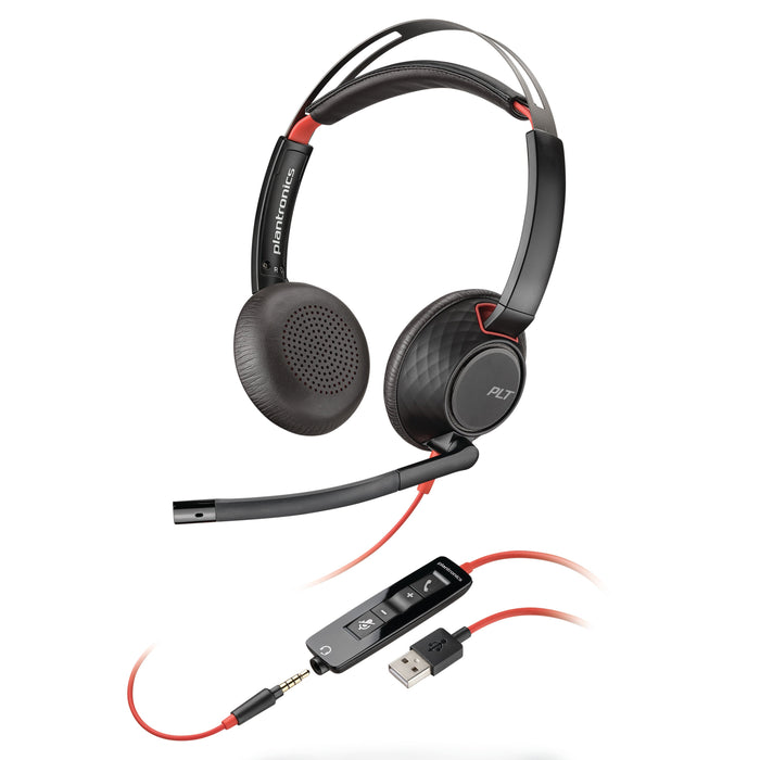 poly Blackwire 5220, Binaural, Over The Head Headset