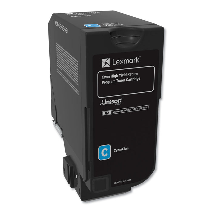 Lexmark 74C1HC0 Return Program Unison High-Yield Toner, 12,000 Page-Yield, Cyan