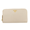 Prada Saffiano Leather Beige Zip Around Wallet #3230