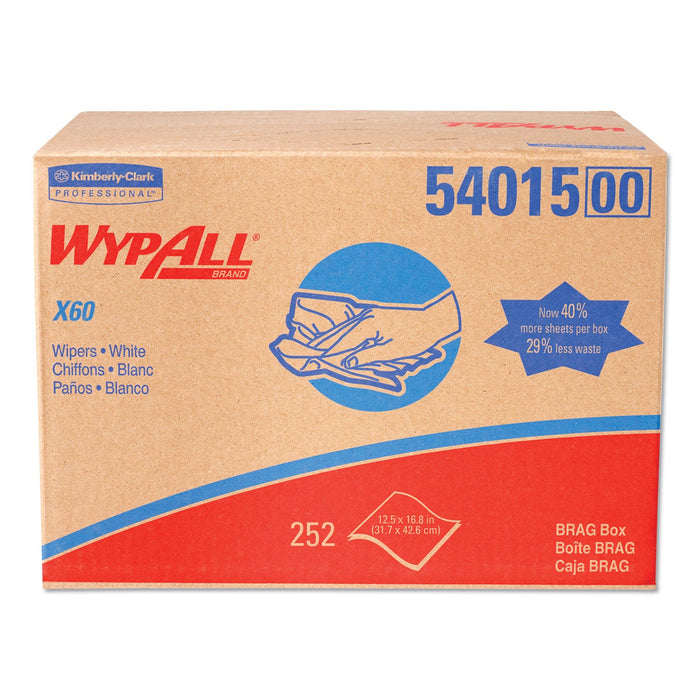 WypAll General Clean X60 Cloths, 12.5 x 16.8, White, 252/Carton