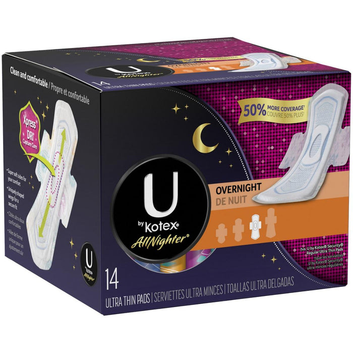 U by Kotex All Nighter Pads, Ultra Thin, Wings, Overnight by Pasteur Pharmacy