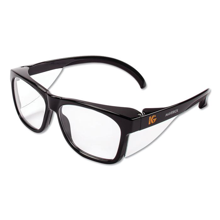 KleenGuard Maverick Safety Glasses, Black, Polycarbonate Frame, Clear Lens, 12 Pairs/Box