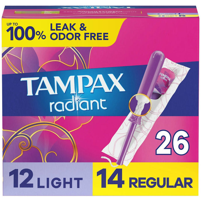 Tampax Radiant Tampons Duo Pack With LeakGuard Braid, Light/Regular Absorbency, Unscented by Pasteur Pharmacy
