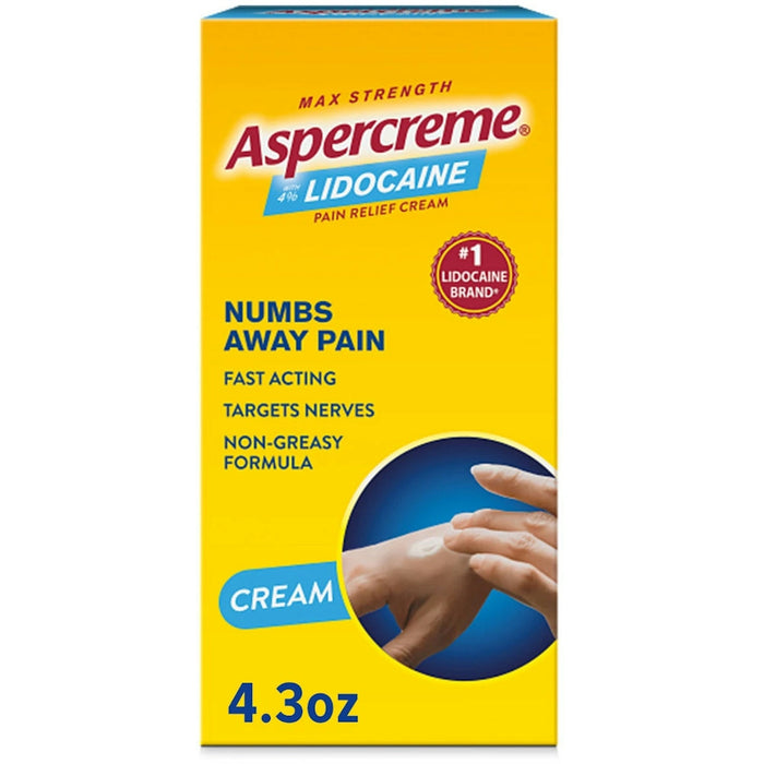 Aspercreme Max Strength Pain Relief Cream With 4% Lidocaine 4.3 Oz Box by Pasteur Pharmacy