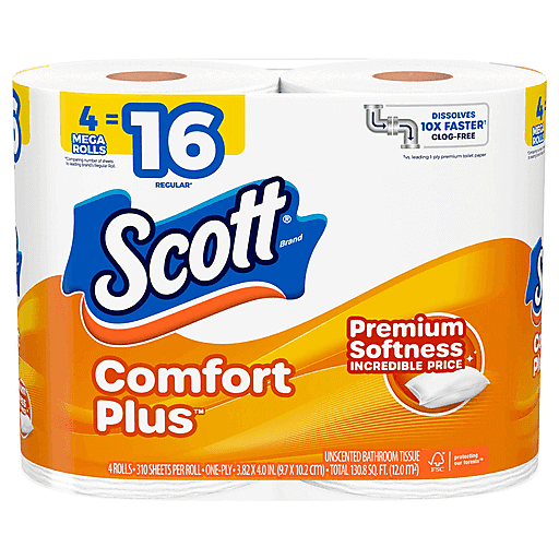Scott Bathroom Tissue, Unscented, Mega Rolls, One Ply by Pasteur Pharmacy