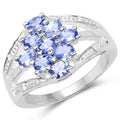 1.59 Carat Genuine Tanzanite and White Topaz .925 Sterling Silver Ring by Bids.com