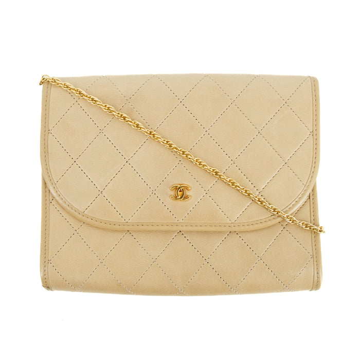 Chanel Coco Mark Mini Quilted Push Lock Chain Shoulder Bag Beige #3238 by Bolt Boutique
