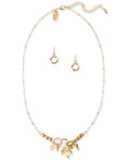 Style and Co Gold-Tone Beaded Charm Hammered Ring Statement Necklace and Earring by Vanessa Jane