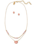 Style and Co Bead and Stone Double-Row Pendant Necklace and Stud Earrings Set by Vanessa Jane