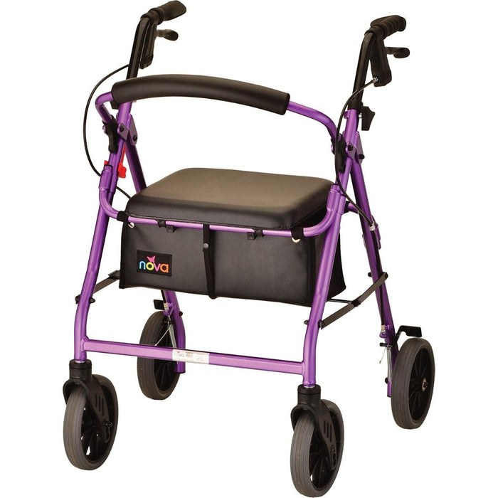 NOVA Zoom 22" Seat Hght Foldable Rolling Walker Rollator 8" Wheels-OPENBOX PURPL by Pasteur Pharmacy