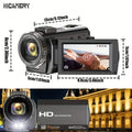 16x Zoom 1080P HD Digital Camera Bundle with 2 Batteries, 32G TF Card, Mic, Hood & Bag by DailySale