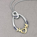 Round Blue Sapphire Prong Silver Mom Pendant Necklace by Fine Color Jewels