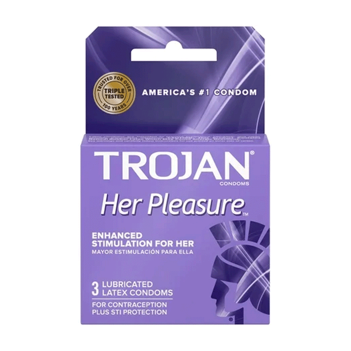Trojan Her Pleasure Sensations Lubricated Premium Latex Condoms - 3Ct by Pasteur Pharmacy
