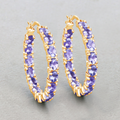 14k Gold Plated Tanzanite Hoop Earrings by Fine Color Jewels