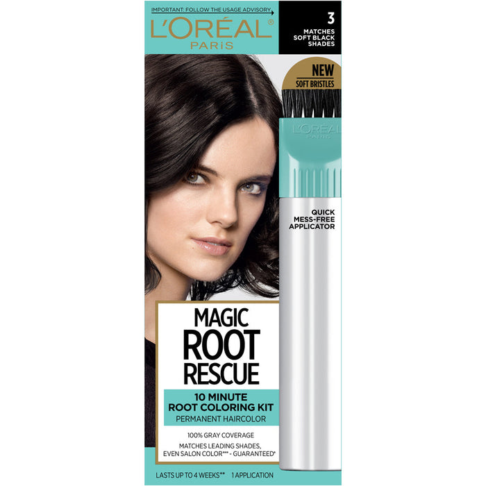 L'Oreal Paris Magic Root Rescue 10 Minute Hair Coloring Kit, 3 Soft Black, 1 Kit by Pasteur Pharmacy