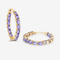 14k Gold Plated Tanzanite Hoop Earrings by Fine Color Jewels