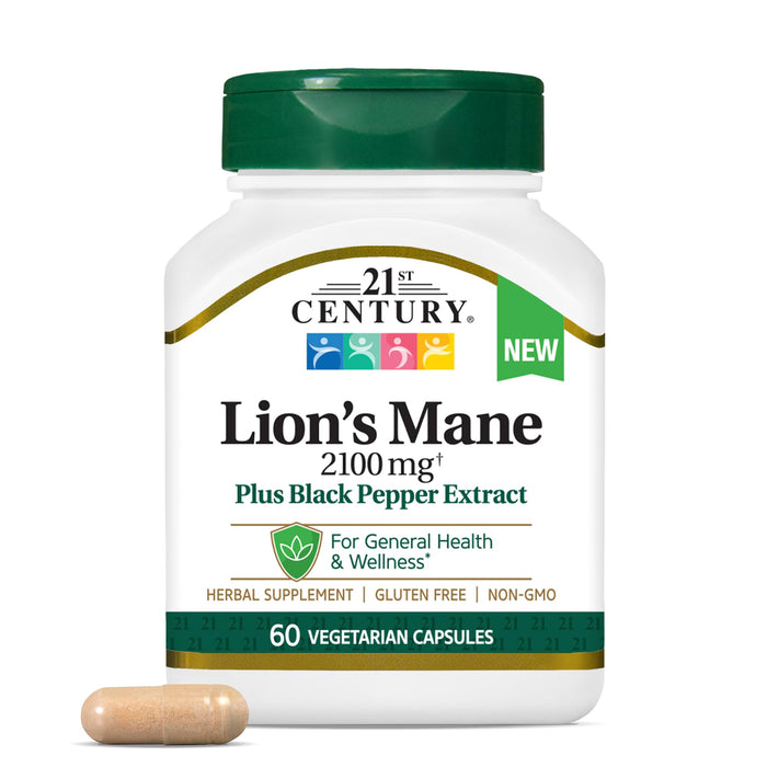 21st Century Lion's Mane, 2,100 Mg, 60 Vegetarian Capsules by Pasteur Pharmacy