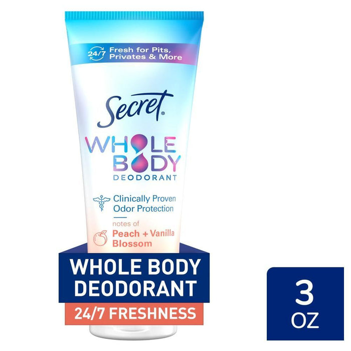 Secret Whole Body Deodorant Cream, Peach & Vanilla Blossom, 3 oz - Aluminum-Free by Pasteur Pharmacy