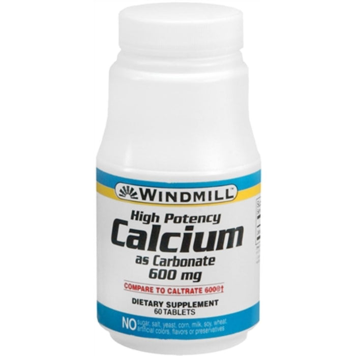 Windmill® Calcium Carbonate 600 mg – Bone Health Support (60 Tablets) by Pasteur Pharmacy