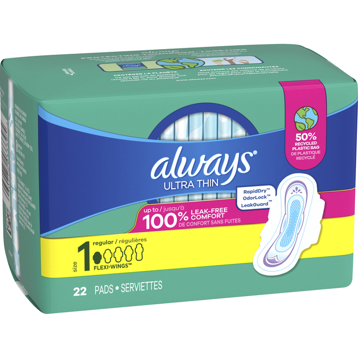 Always Ultra Thin Size 1 Regular Flexi Wings 22 Pads by Pasteur Pharmacy